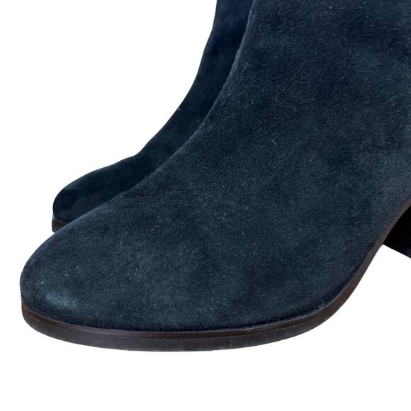 Lands End Womens Black Leather Suede Block High Heel Ankle Boots Booties Shoes 7 - Picture 8 of 16